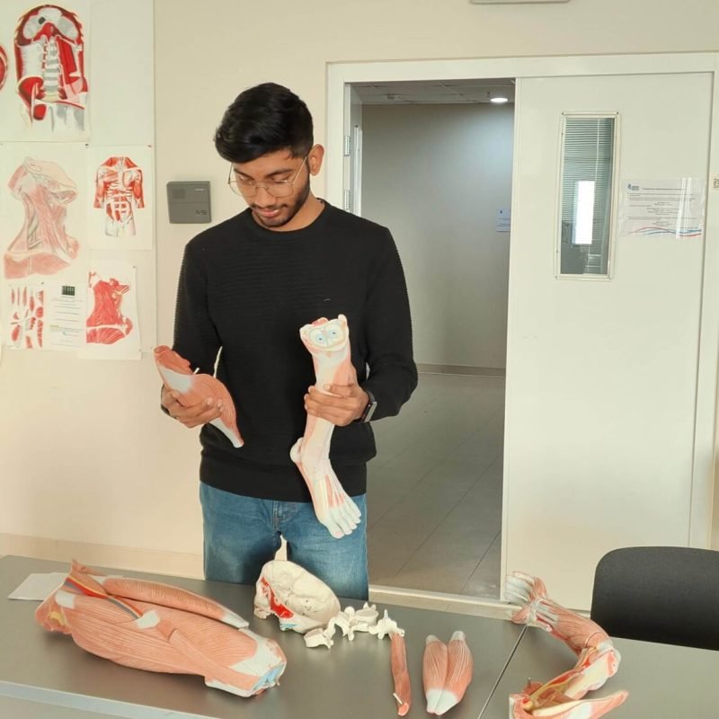 student at lab